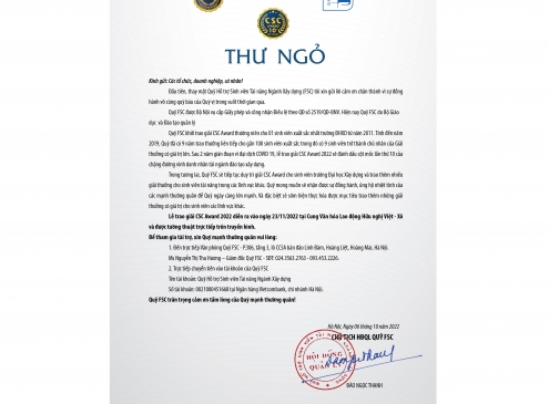 Thư ngỏ CSC Award 2022